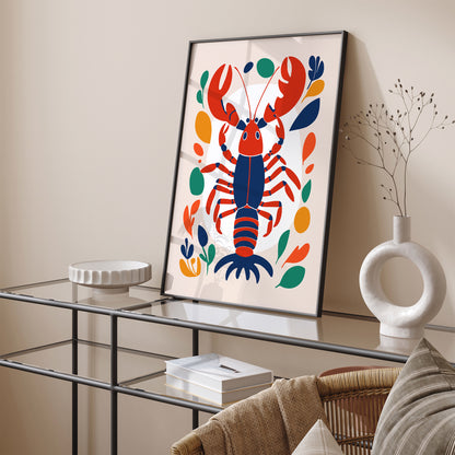 Colorful Lobster Illustration Kitchen Wall Art