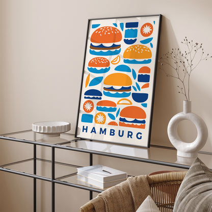 Hamburg, Blue Hamburgers Art Print