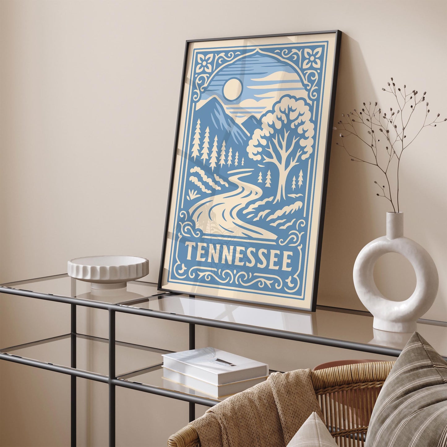 Tennessee Travel Poster - Icy Blue Landscape Print