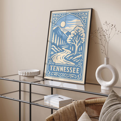 Tennessee Travel Poster - Icy Blue Landscape Print
