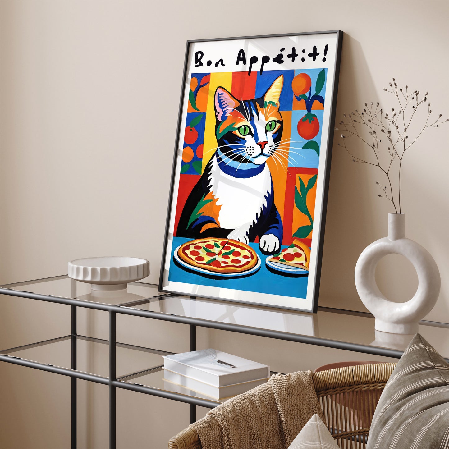 Bon Appetit! Cat and Pizza Poster