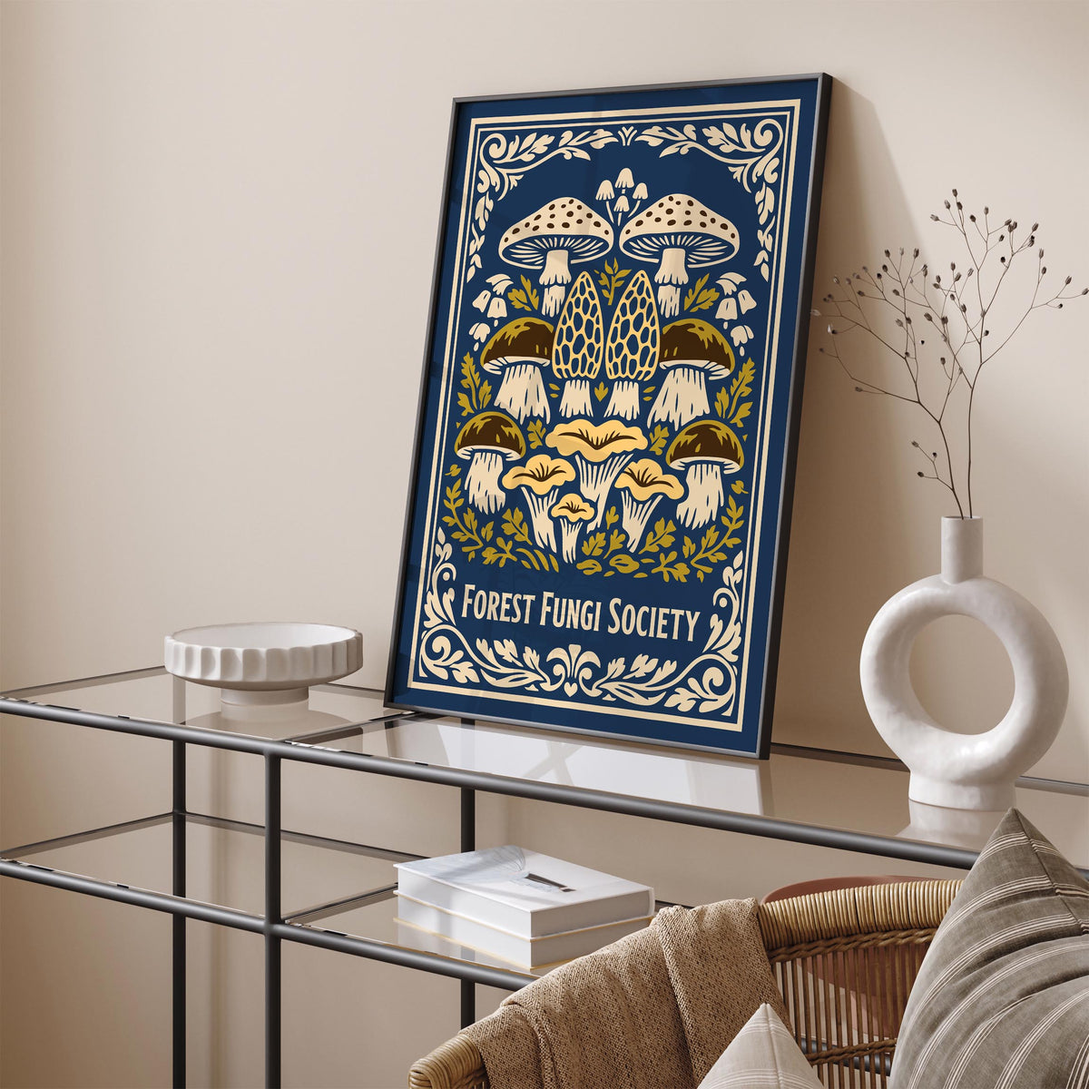 Forest Fungi Vintage Nature Art Poster