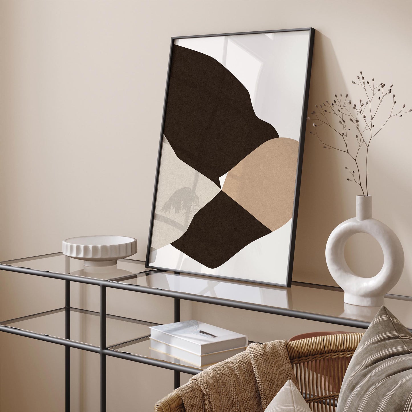 Abstract Brown Beige Wavy Shapes Wall Art Print 2026