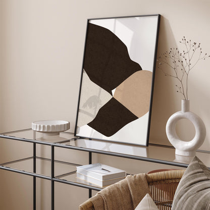 Abstract Brown Beige Wavy Shapes Wall Art Print 2026