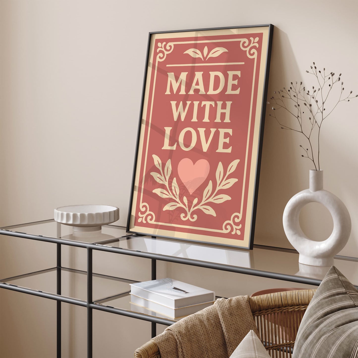 Made With Love Poster - Quote Pink Wall Art