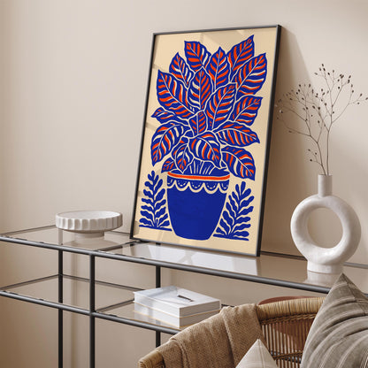 Calathea Plant Blue Poster