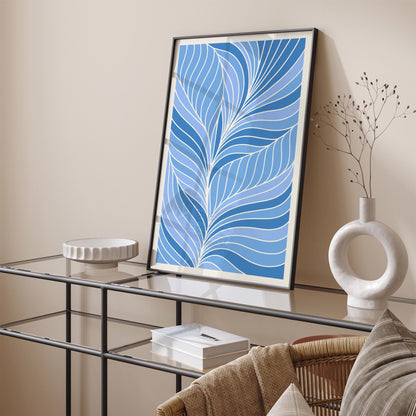 Blue Abstract Leaf Art Poster
