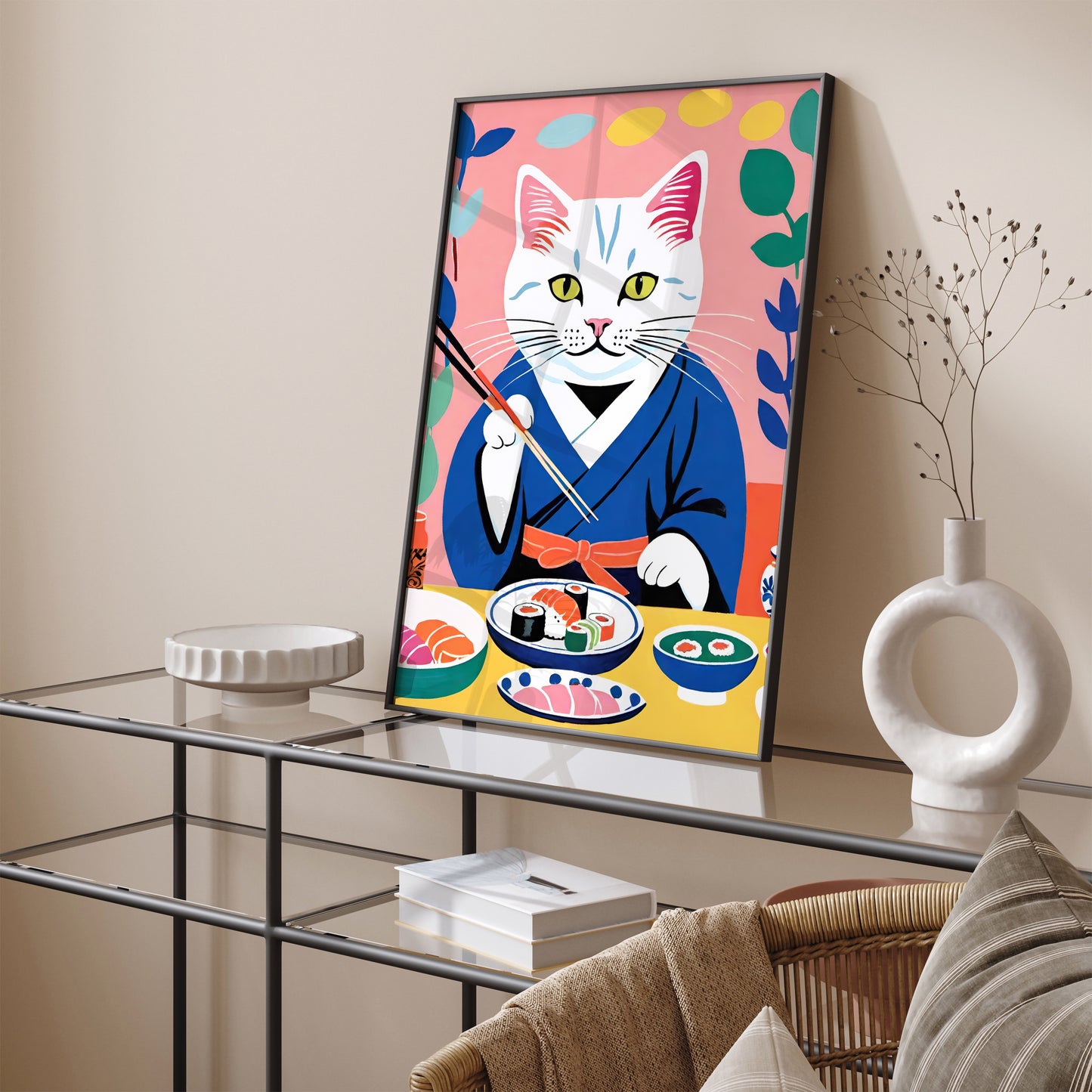 Cat Sushi Master Art Print 2024