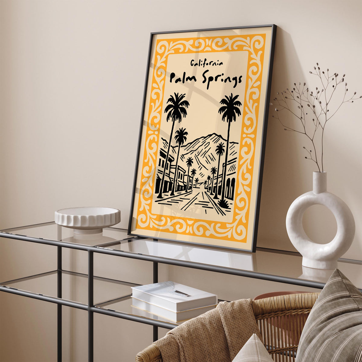 Palm Springs California Cityscape Travel Poster