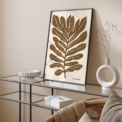 Brown Big Leaf Neutral Home Decor Art Print