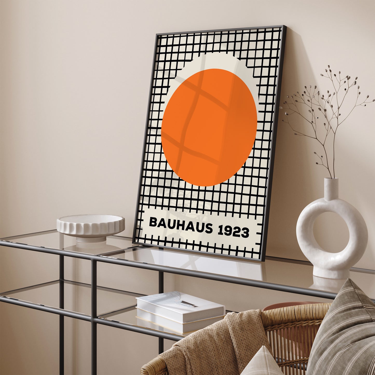 Orange Geometric Bauhaus Wall Art