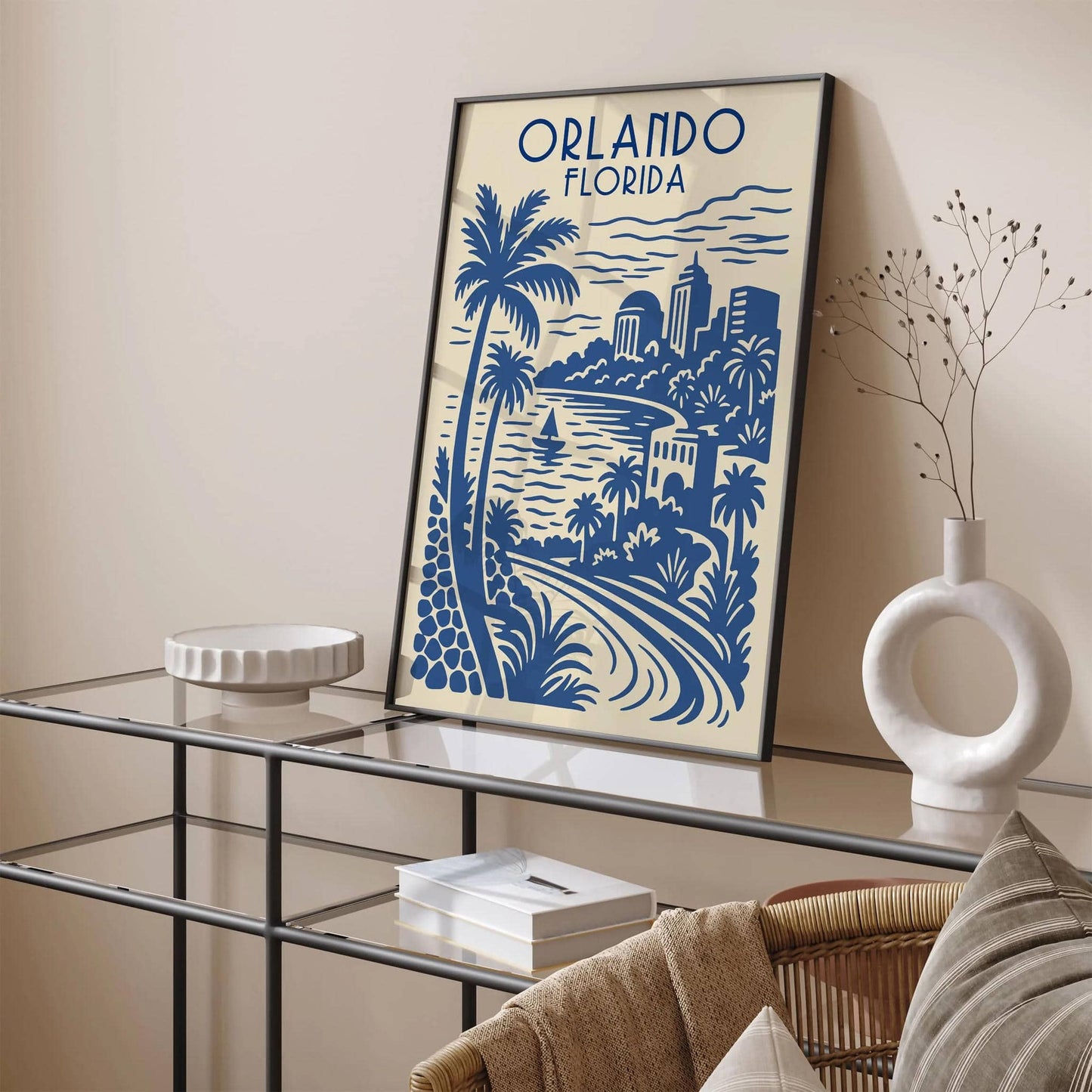 Orlando Florida Travel Blue Poster