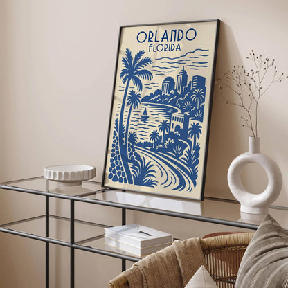 Orlando Florida Travel Blue Poster