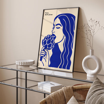 Artichoke Girl Poster - Funny Kitchen Wall Art