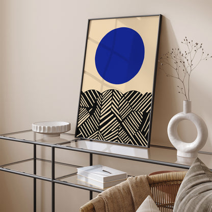 Blue Circle Home Office Wall Art Decor