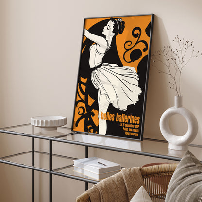 Belles Ballerines Orange Retro Art Print