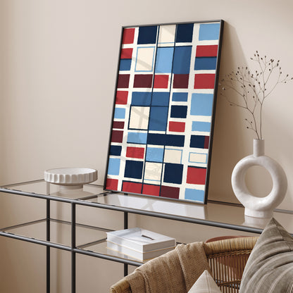 Blue Modern Geometric Design - Bathroom Wall Art