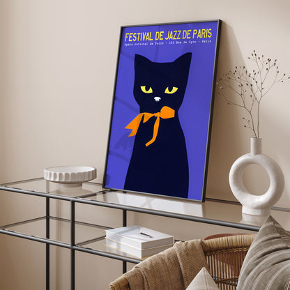 French Jazz Festival Cat Poster