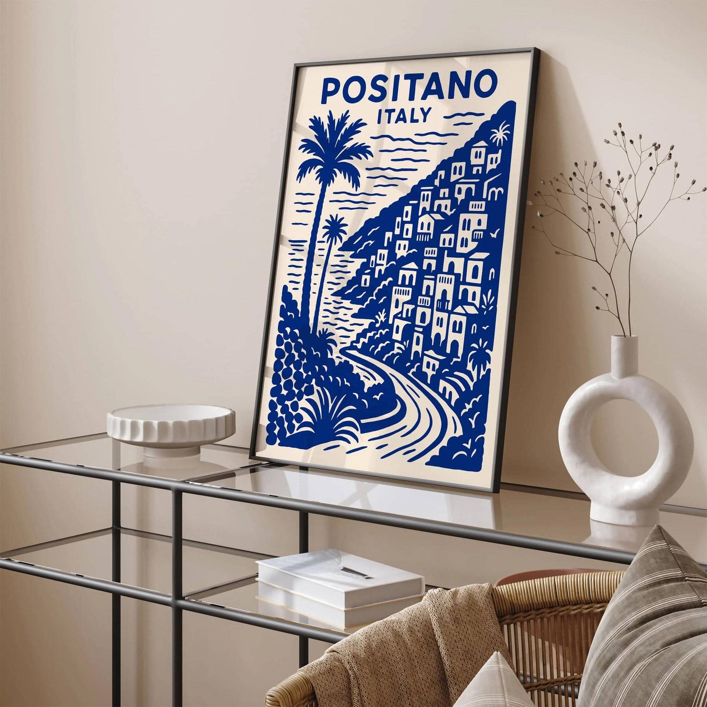 Positano Italy Travel Blue Poster