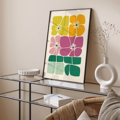 Retro Abstract Flowers Poster