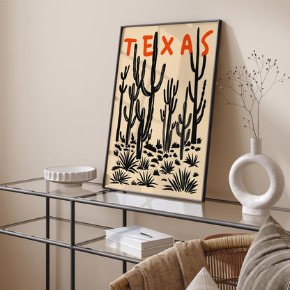 Texas Cactus Poster - Desert Plant Wall Art Print