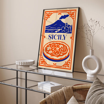 Sicily Italy Travel Poster - Mount Etna Scenic Wall Art 2026