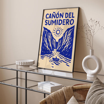 Cañón del Sumidero Poster - Blue Mexico Canyon Wall Art