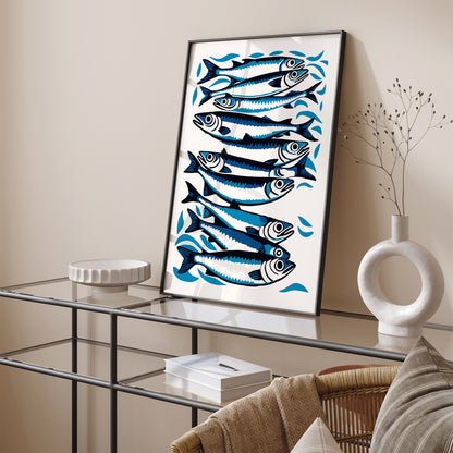 Sardines Fish Blue Poster