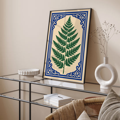 Fern Leaf in Rococo Style Poster - Botanical Classic Home Decor
