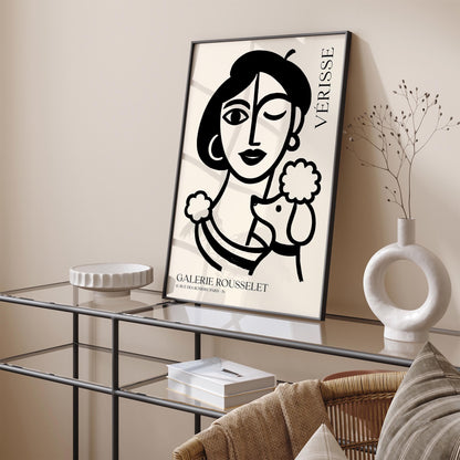 French Girl with Poodle – Black Ink Galerie Rousselet Poster
