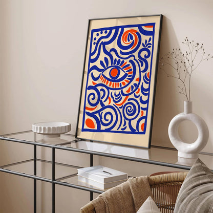 Abstract Blue Eye Print Bohemian Home Decor