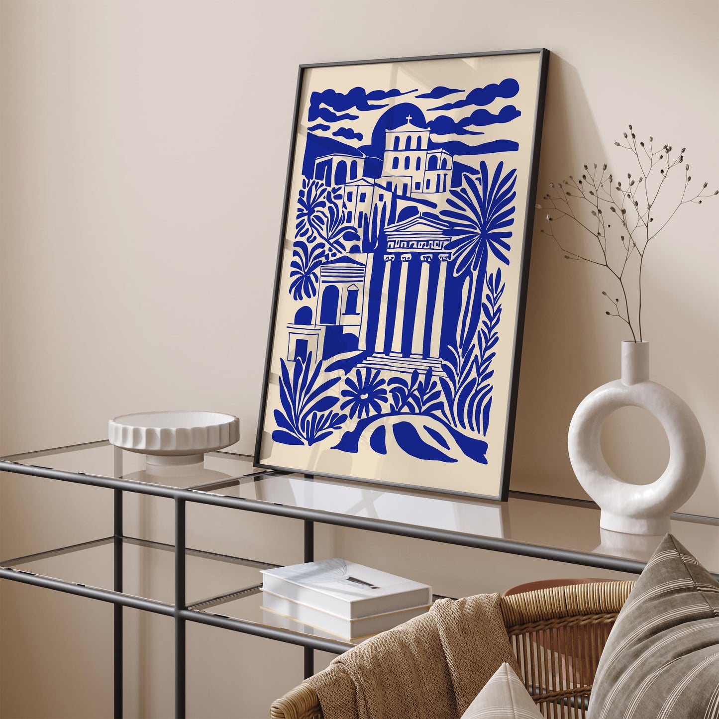 Athens Greece Travel Blue Indigo Poster