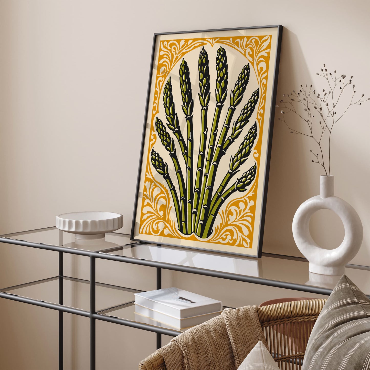 Vegetable Poster - Boho Asparagus Kitchen Art