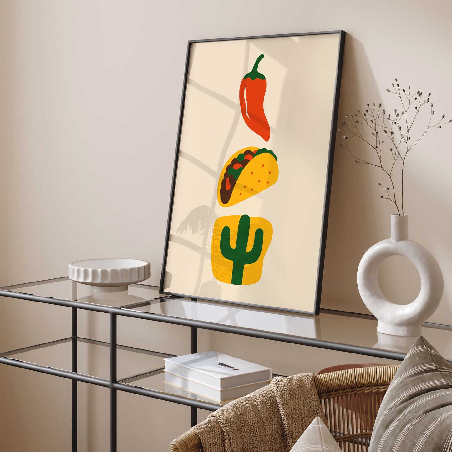 Minimalist Mexican Food Illustration for Kitchen Wall Decor