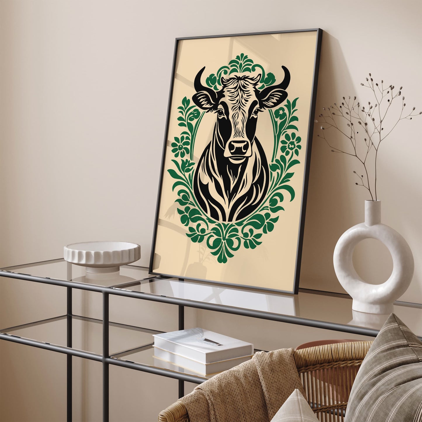 Victorian Cow Portrait Print - Elegant Kitchen Wall Art