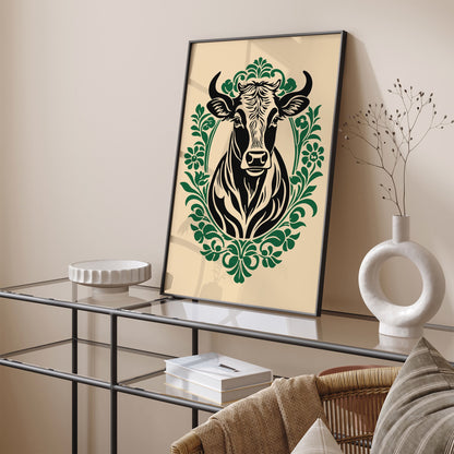 Victorian Cow Portrait Print - Elegant Kitchen Wall Art