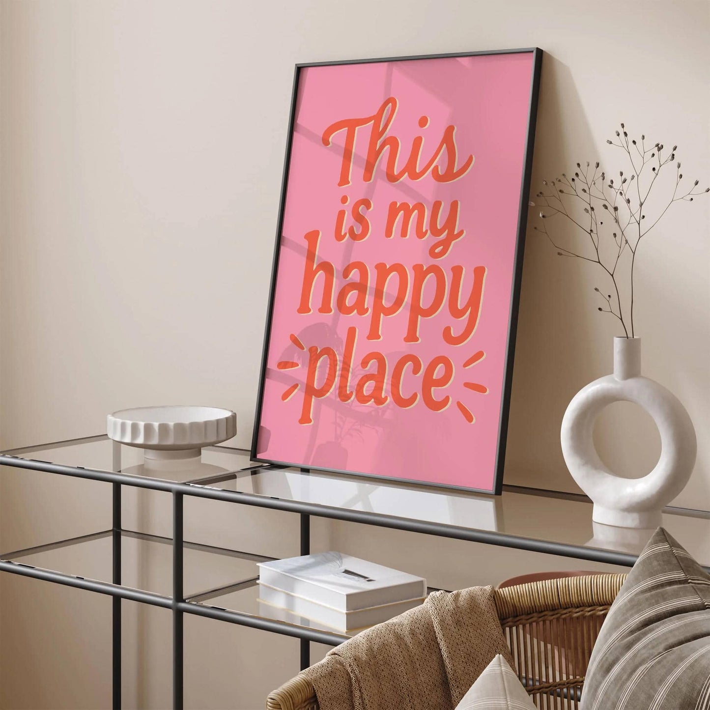 This is my happy place Poster - Positive Quote Pink Art Print