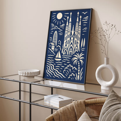 Barcelona Poster - Modern Cityscape Travel Wall Art