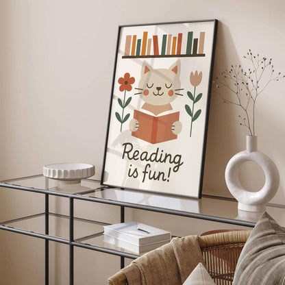 Reading is Fun! Cat Book Lover Poster