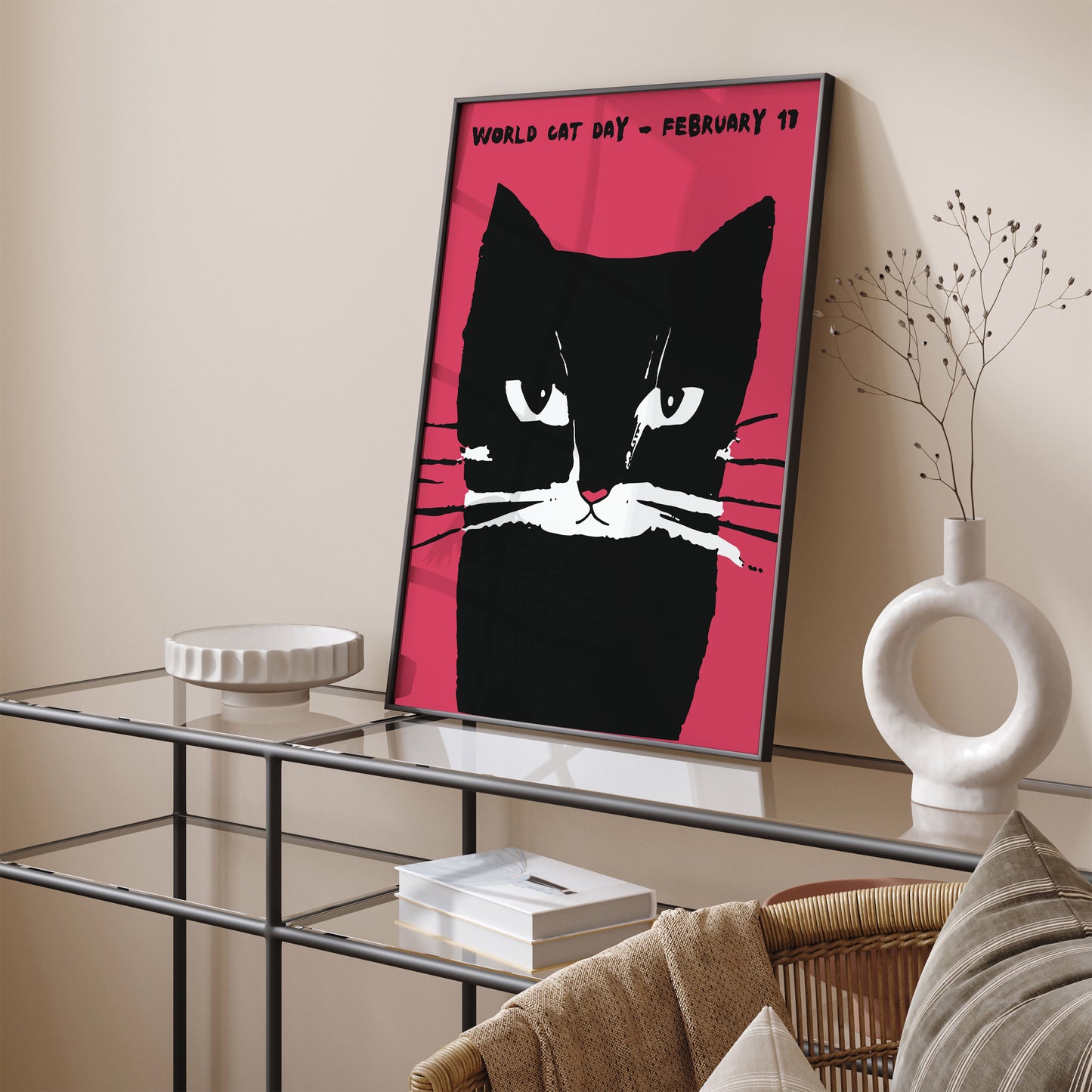 World Cat Day Retro Poster