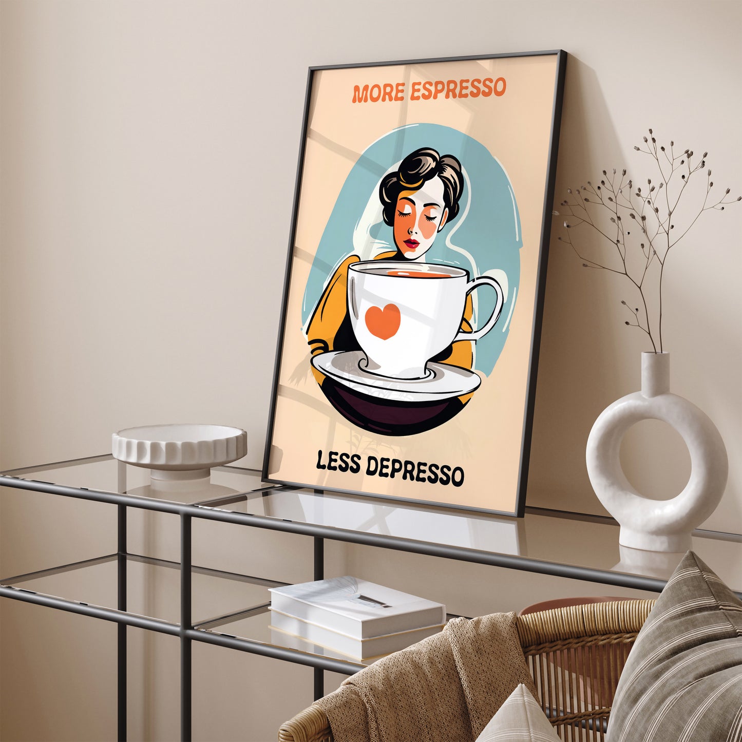 More Espresso Less Depresso Coffee Poster