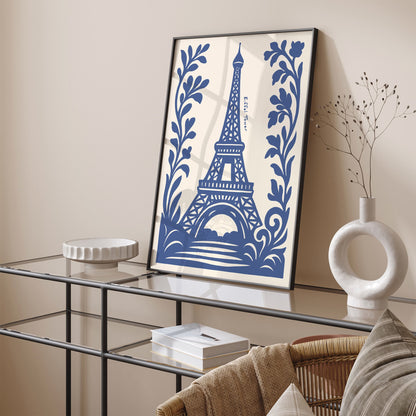 Eiffel Tower Blue Paris Art Print