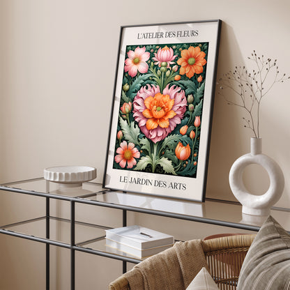 Le Jardin Botanical Heart Poster William Morris Style