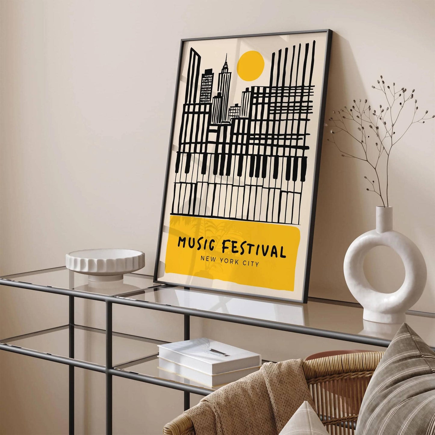 Music Festival New York City Yellow Poster