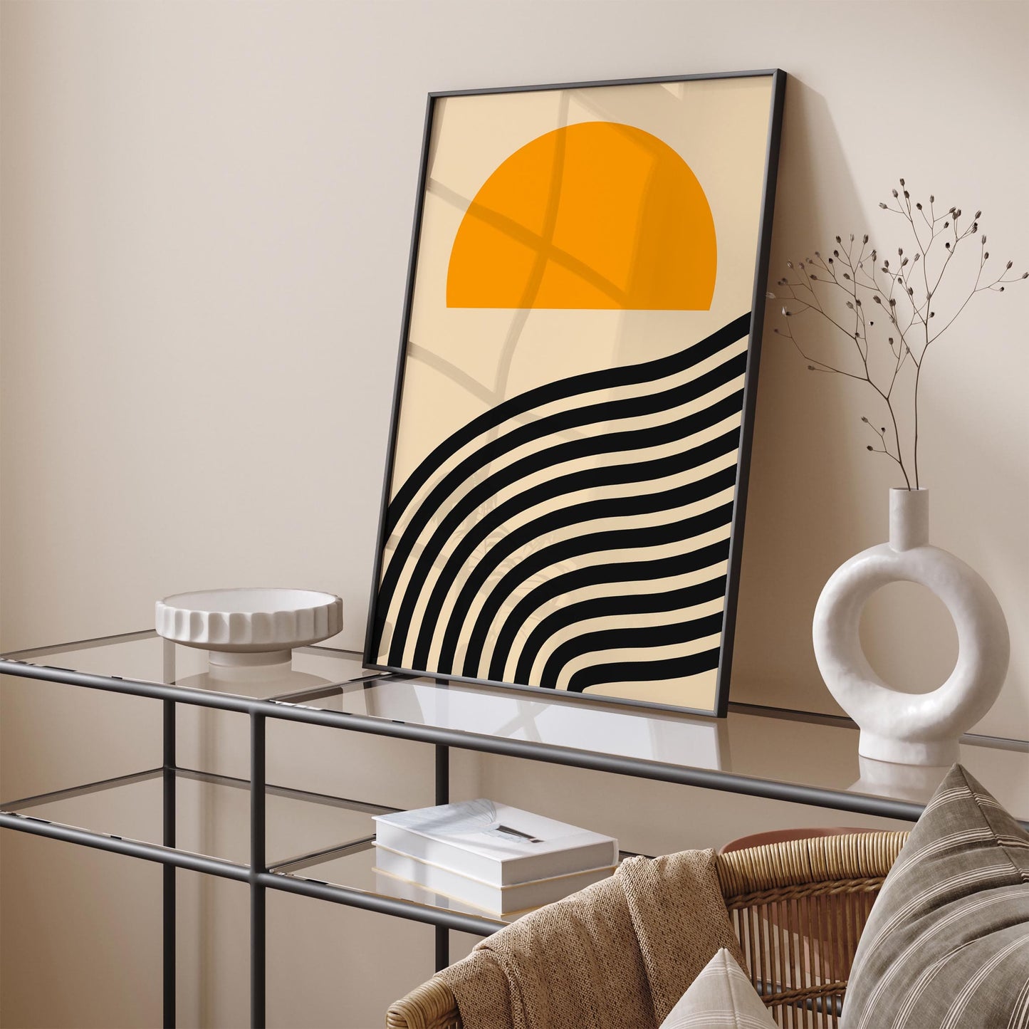 Mid Century Modern Abstract Sunset Print Poster