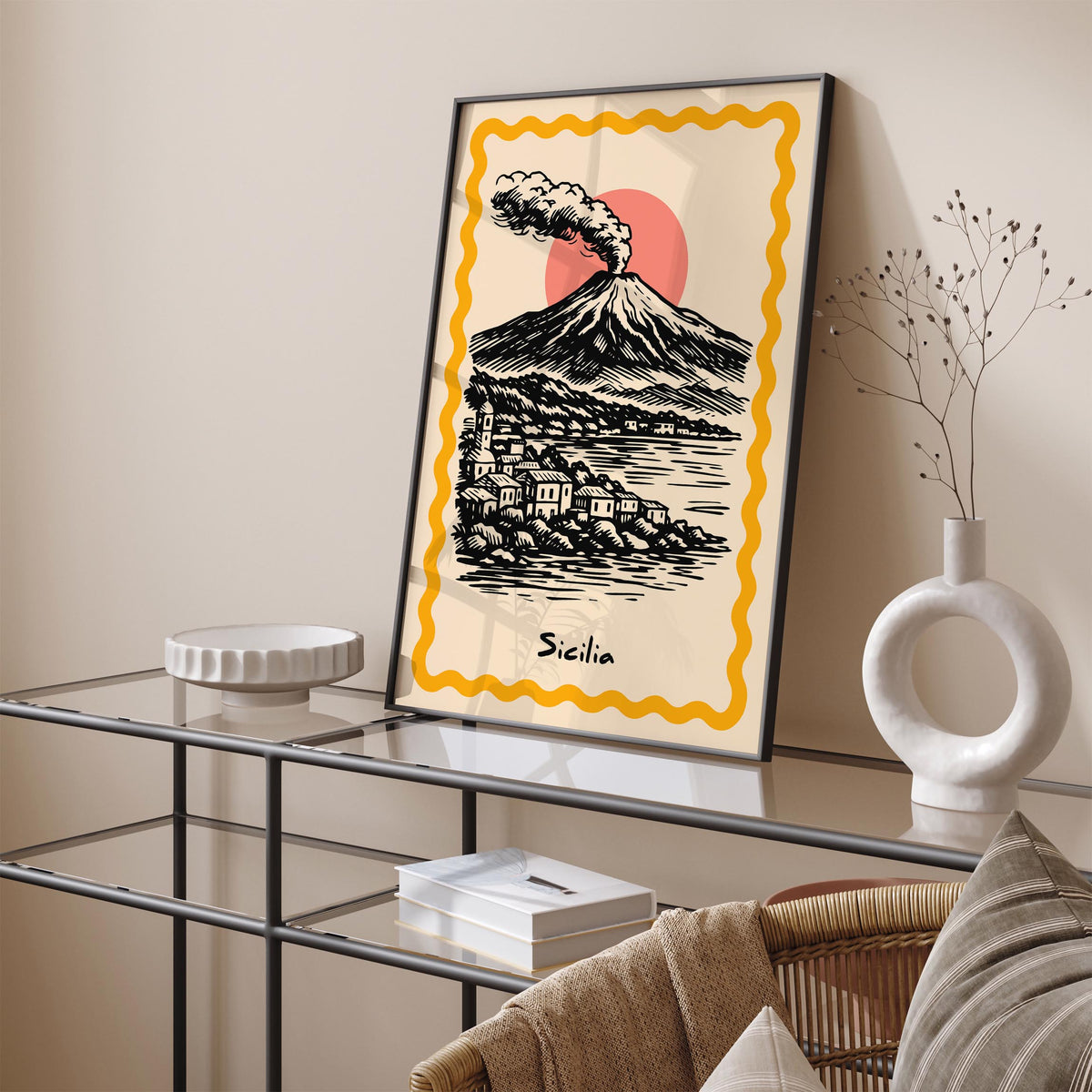 Sicily Mount Etna Travel Poster