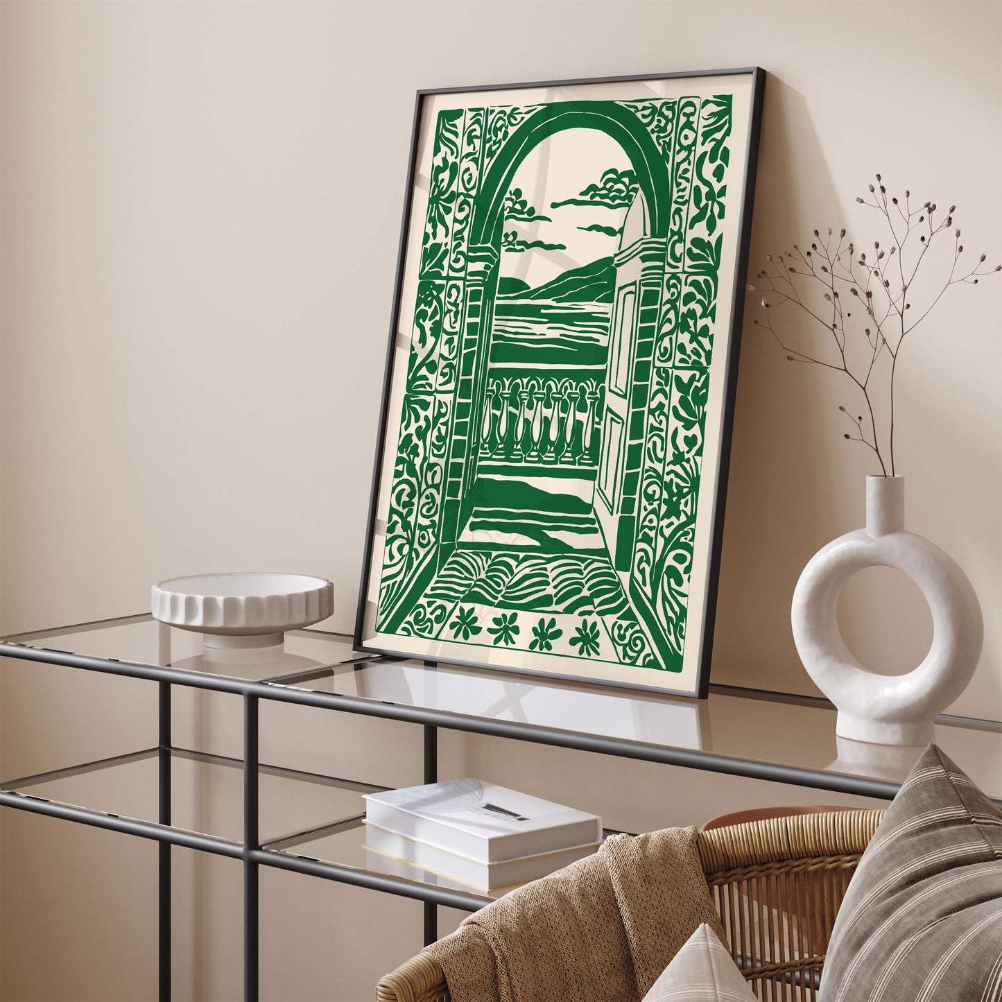 Italian Seascape Green Holiday Travel Wall Art Print