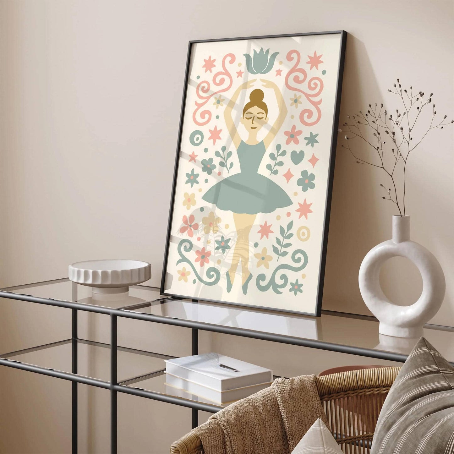 Soft Pastel Tones Cute Little Ballerina Poster