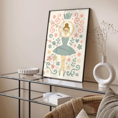 Soft Pastel Tones Cute Little Ballerina Poster