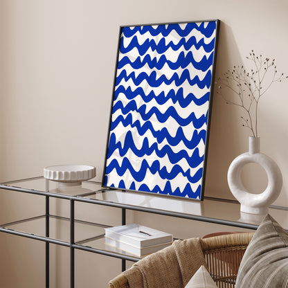 Blue Indigo La Mer Abstract Poster